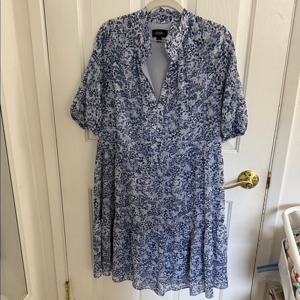 MSK Blue and White Floral Dress